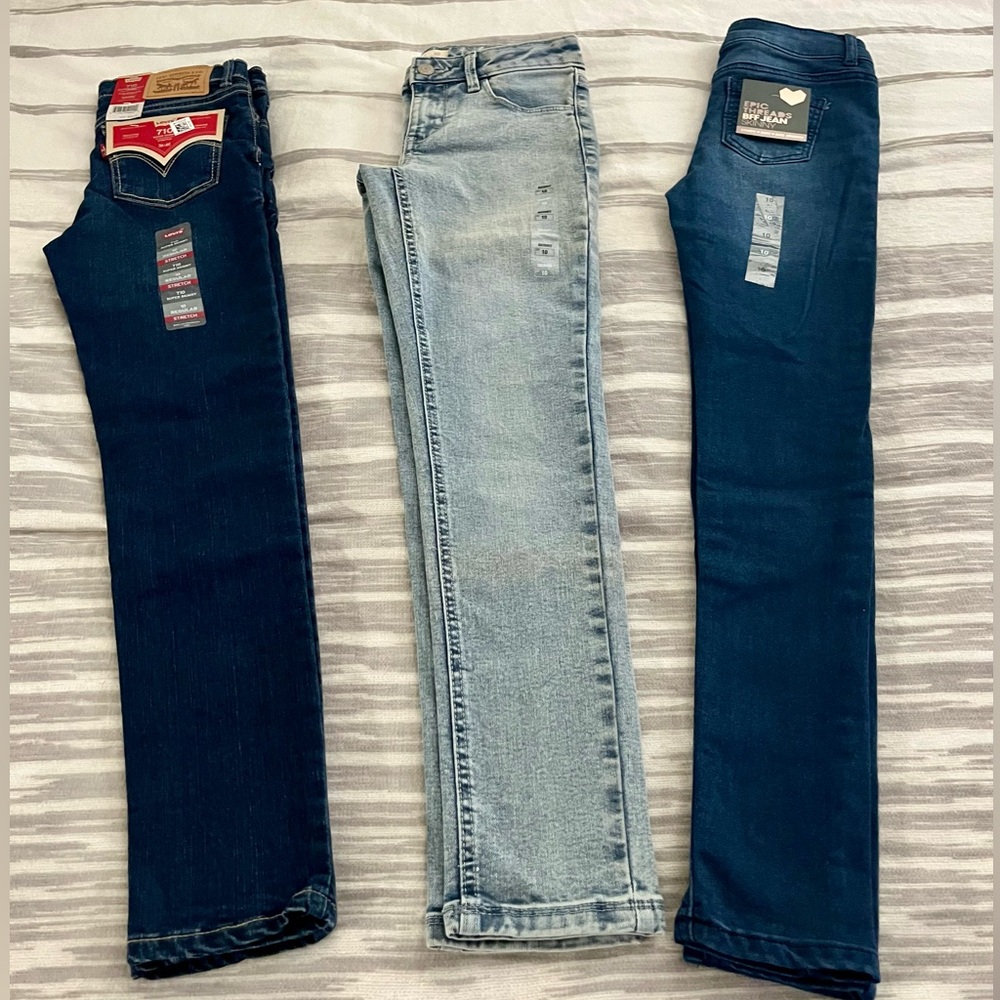 Girls Size 10 Jeans Bundle – 3 Pairs – NEW WITH TAGS